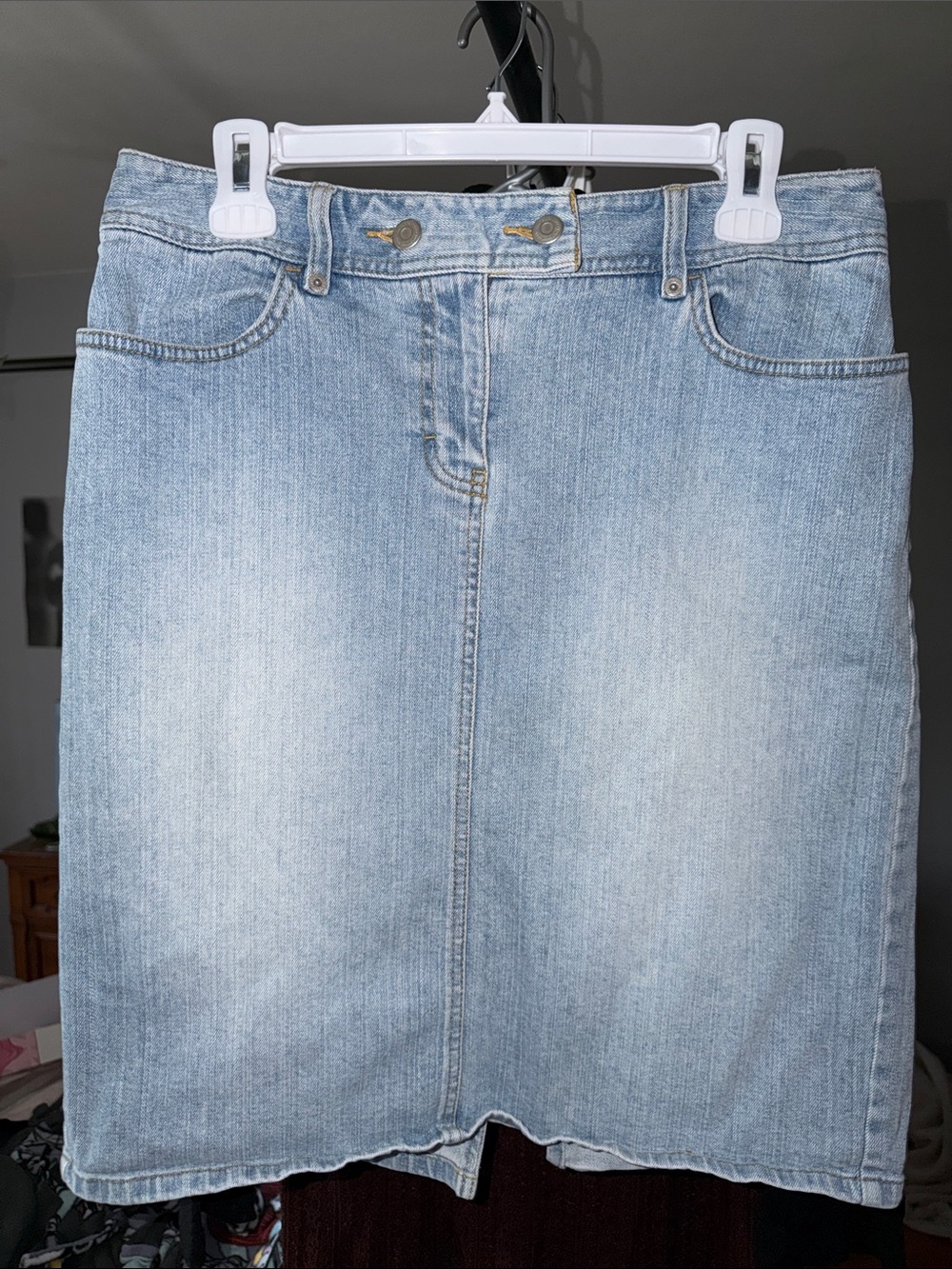 LOFT Light Blue Straight Denim Skirt